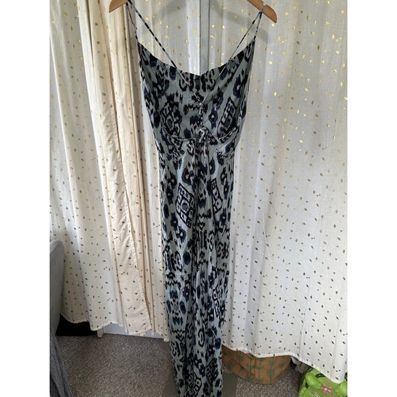 Indah Revolve Borneo Grey Lace Up Tie Backless Wide Leg Elastic Waist Jumpsuit S - Picture 3 of 6